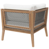 Vesper Outdoor Patio Teak Wood Corner Chair in Gray White