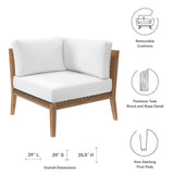 Vesper Outdoor Patio Teak Wood Corner Chair in Gray White
