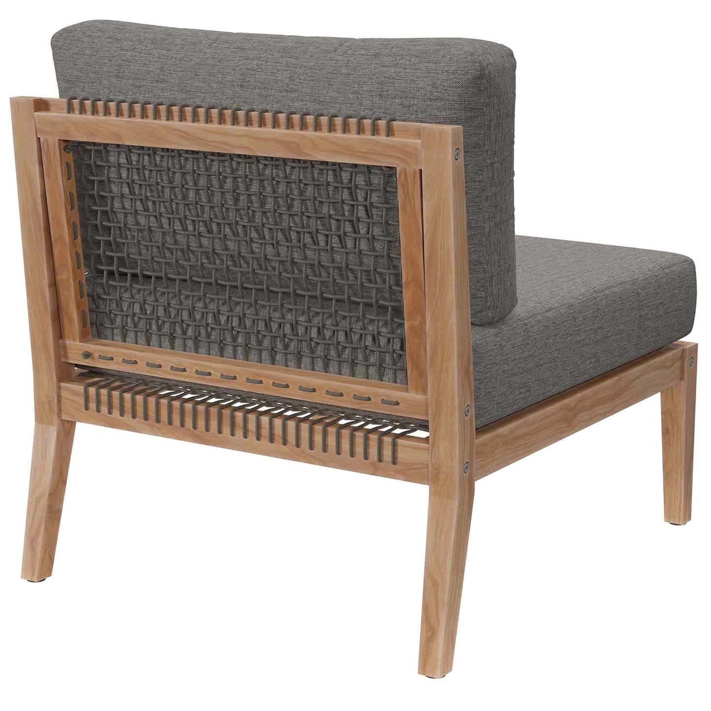 Vesper Outdoor Patio Teak Wood Armless Chair in Gray Graphite