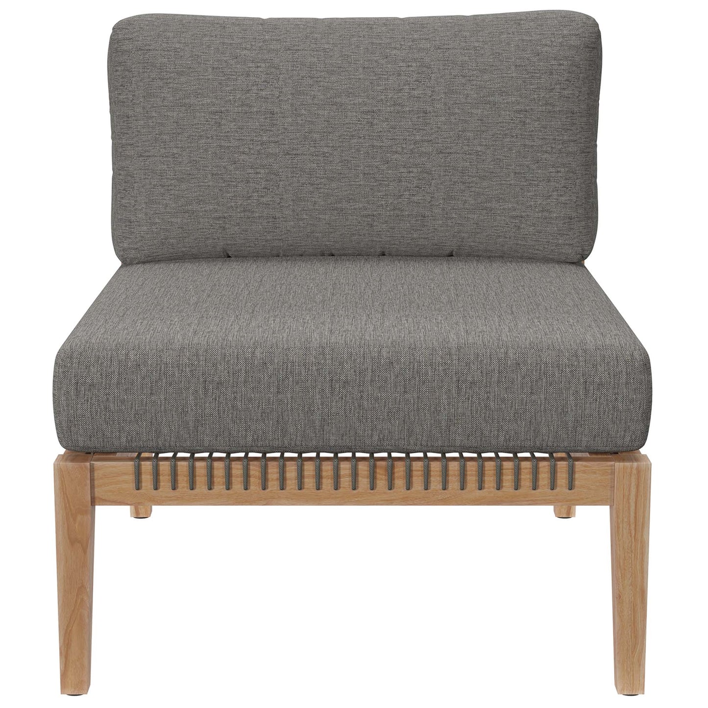 Vesper Outdoor Patio Teak Wood Armless Chair in Gray Graphite