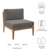 Vesper Outdoor Patio Teak Wood Armless Chair in Gray Graphite