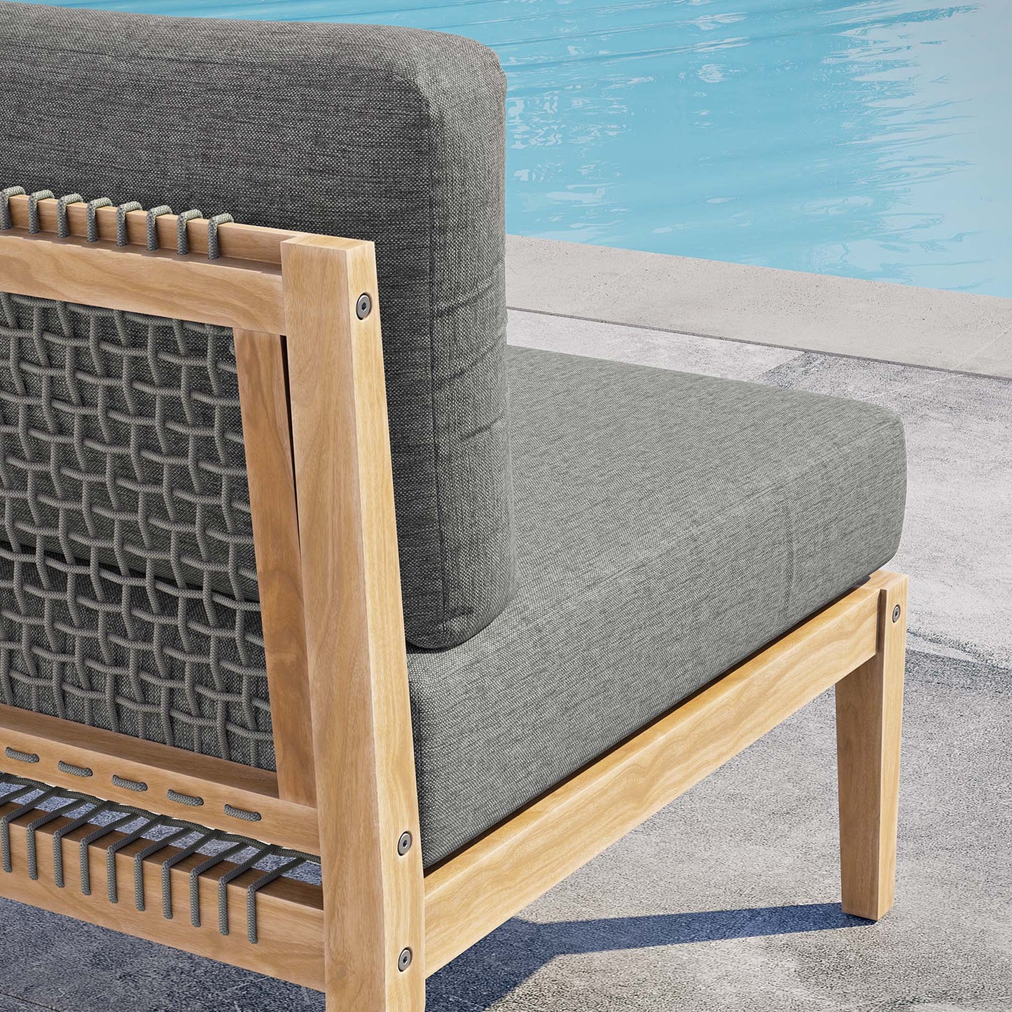 Vesper Outdoor Patio Teak Wood Armless Chair in Gray Graphite
