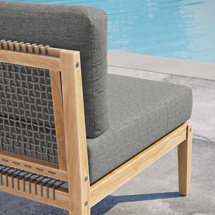 Clearwater Outdoor Patio Teak Wood Armless Chair in Gray Graphite