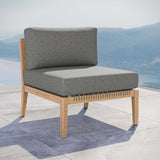 Vesper Outdoor Patio Teak Wood Armless Chair in Gray Graphite