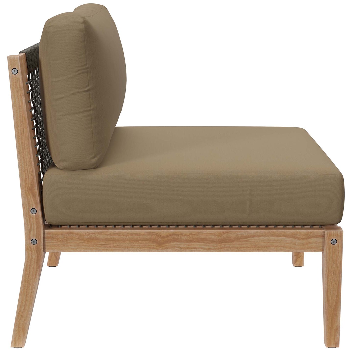 Vesper Outdoor Patio Teak Wood Armless Chair in Gray Light Brown