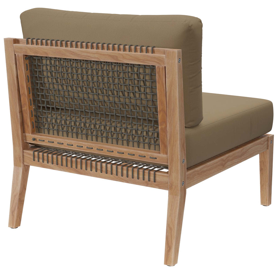 Vesper Outdoor Patio Teak Wood Armless Chair in Gray Light Brown