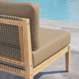 Vesper Outdoor Patio Teak Wood Armless Chair in Gray Light Brown