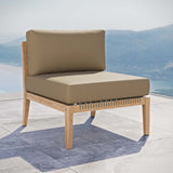 Vesper Outdoor Patio Teak Wood Armless Chair in Gray Light Brown