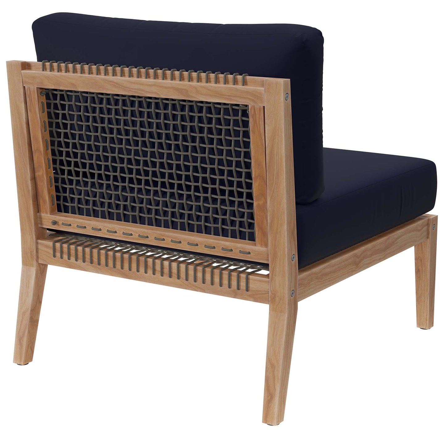Vesper Outdoor Patio Teak Wood Armless Chair in Gray Navy
