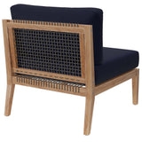 Vesper Outdoor Patio Teak Wood Armless Chair in Gray Navy