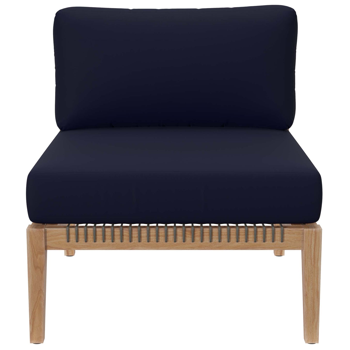 Vesper Outdoor Patio Teak Wood Armless Chair in Gray Navy