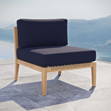 Vesper Outdoor Patio Teak Wood Armless Chair in Gray Navy