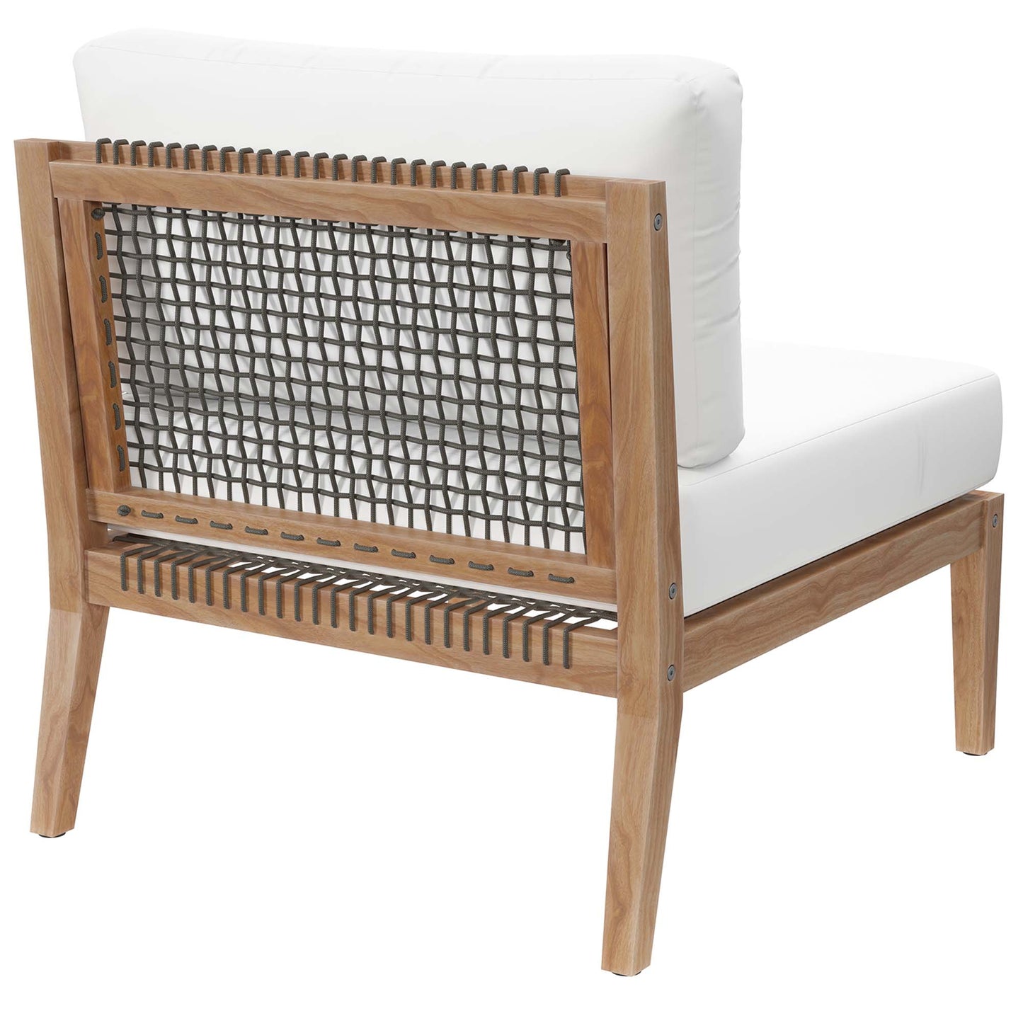Vesper Outdoor Patio Teak Wood Armless Chair in Gray White