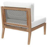 Vesper Outdoor Patio Teak Wood Armless Chair in Gray White