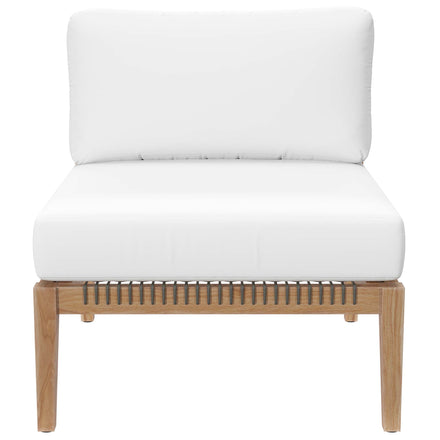 Clearwater Outdoor Patio Teak Wood Armless Chair in Gray White