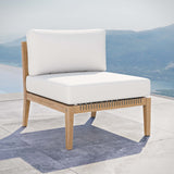 Vesper Outdoor Patio Teak Wood Armless Chair in Gray White