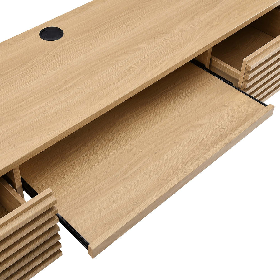Vera Wall Mount Wood Office Desk in Oak