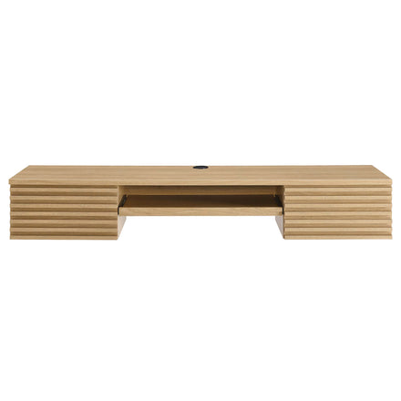 Render Wall Mount Wood Office Desk in Oak