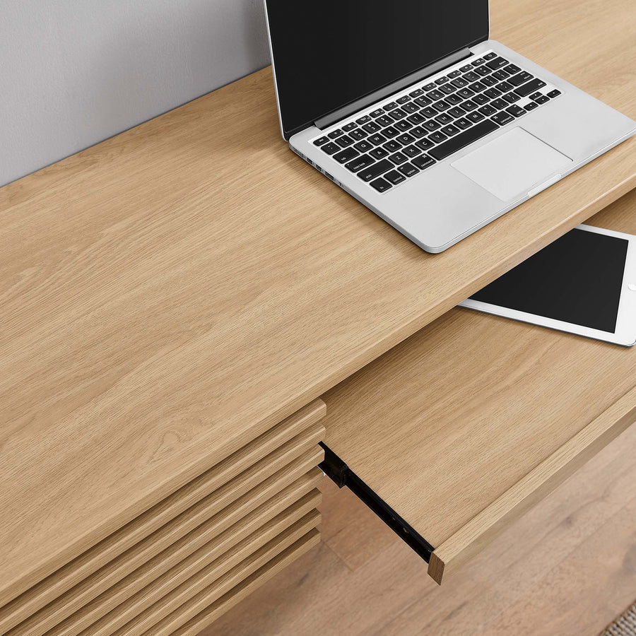 Vera Wall Mount Wood Office Desk in Oak