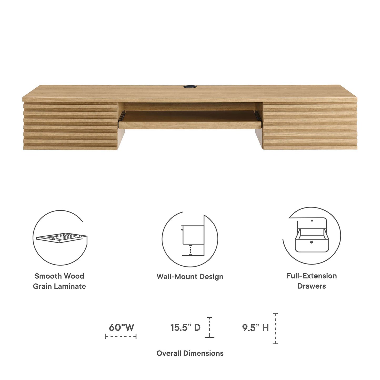 Render Wall Mount Wood Office Desk by Furniture for America