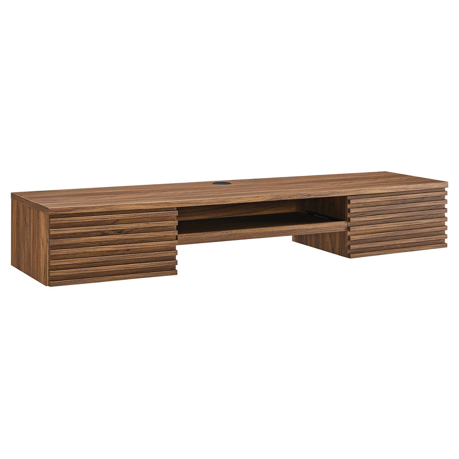 Vera Wall Mount Wood Office Desk in Walnut