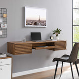 Vera Wall Mount Wood Office Desk in Walnut