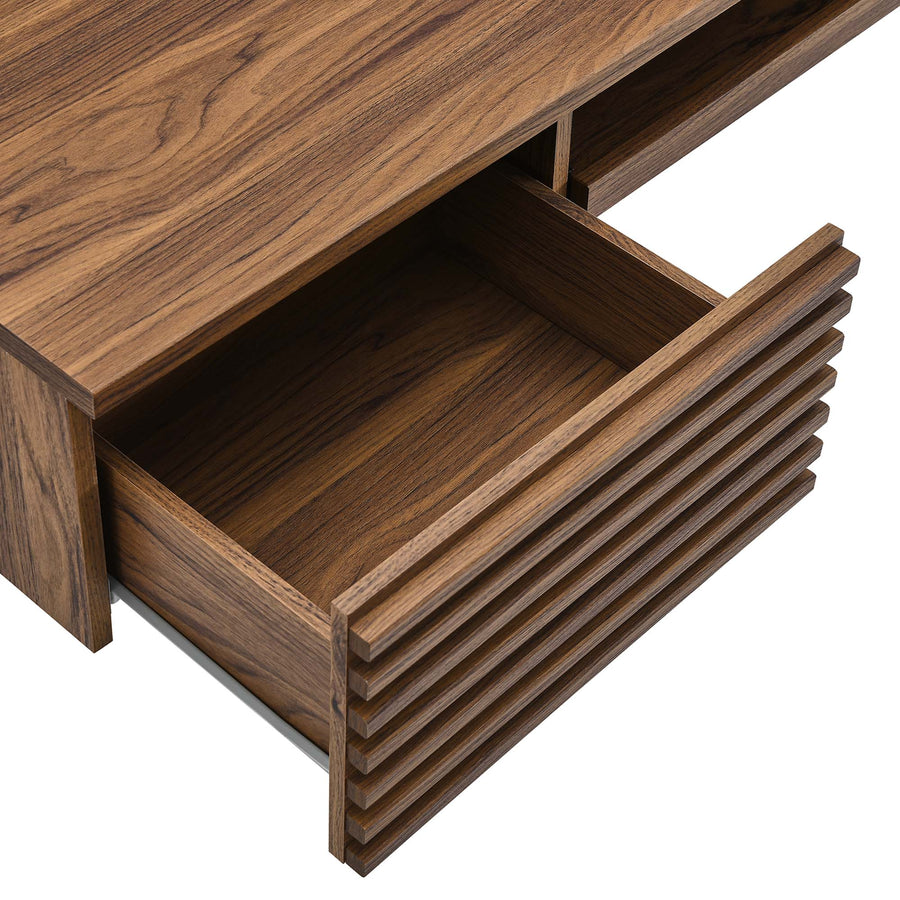 Vera Wall Mount Wood Office Desk in Walnut