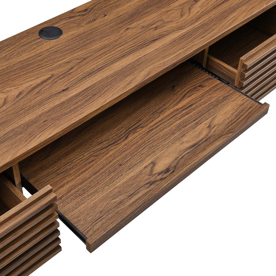 Vera Wall Mount Wood Office Desk in Walnut