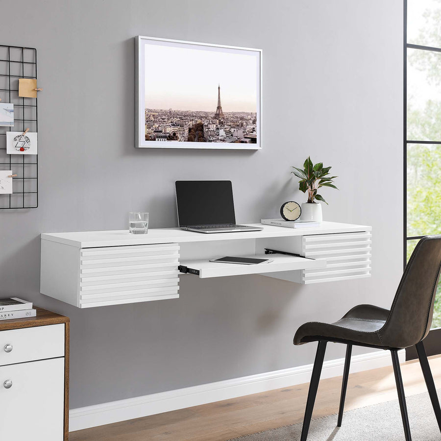 Vera Wall Mount Wood Office Desk in White