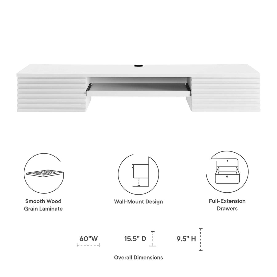 Vera Wall Mount Wood Office Desk in White