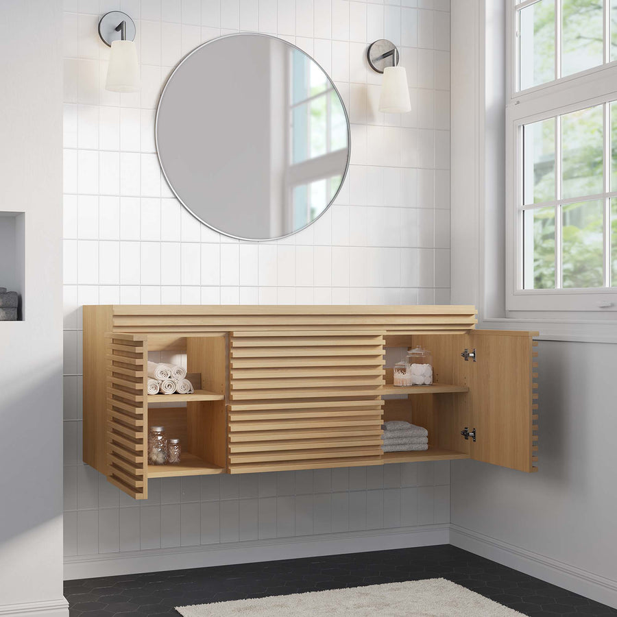 Vera 48" Single Sink Compatible (Not Included) Bathroom Vanity Cabinet in Oak