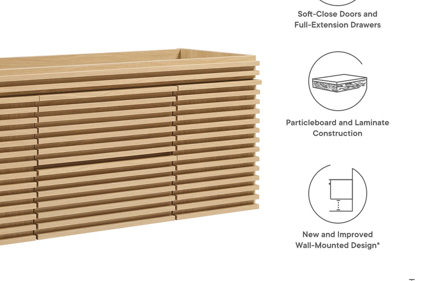 Vera 48" Single Sink Compatible (Not Included) Bathroom Vanity Cabinet in Oak
