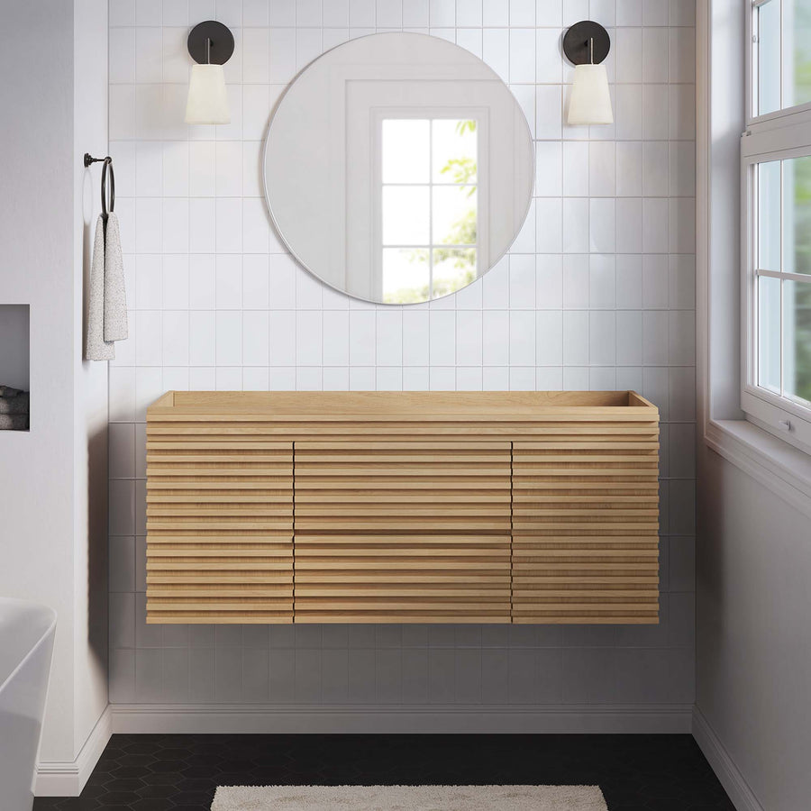 Vera 48" Single Sink Compatible (Not Included) Bathroom Vanity Cabinet in Oak