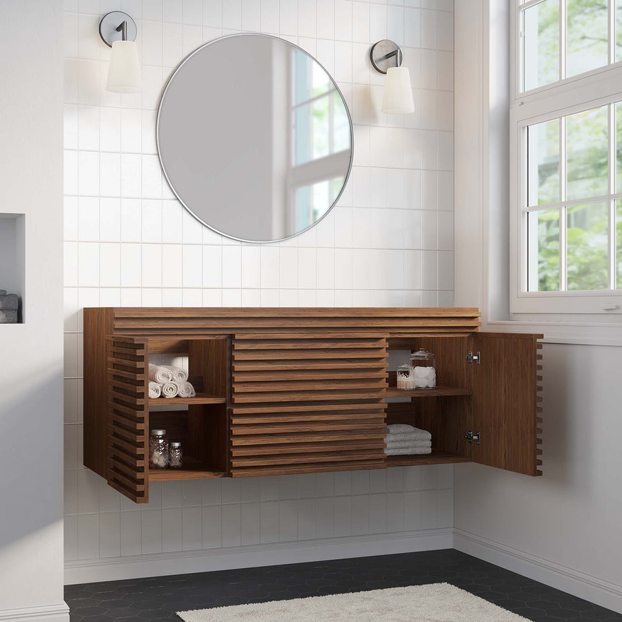 Vera 48" Single Sink Compatible (Not Included) Bathroom Vanity Cabinet in Walnut