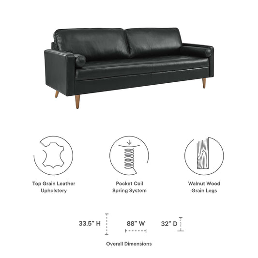 Valour 88" Leather Sofa by Furniture for America