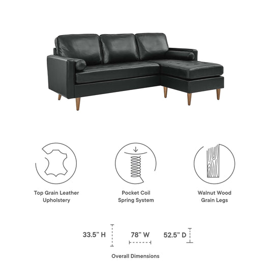 Valour 78" Leather Apartment Sectional Sofa by Furniture for America