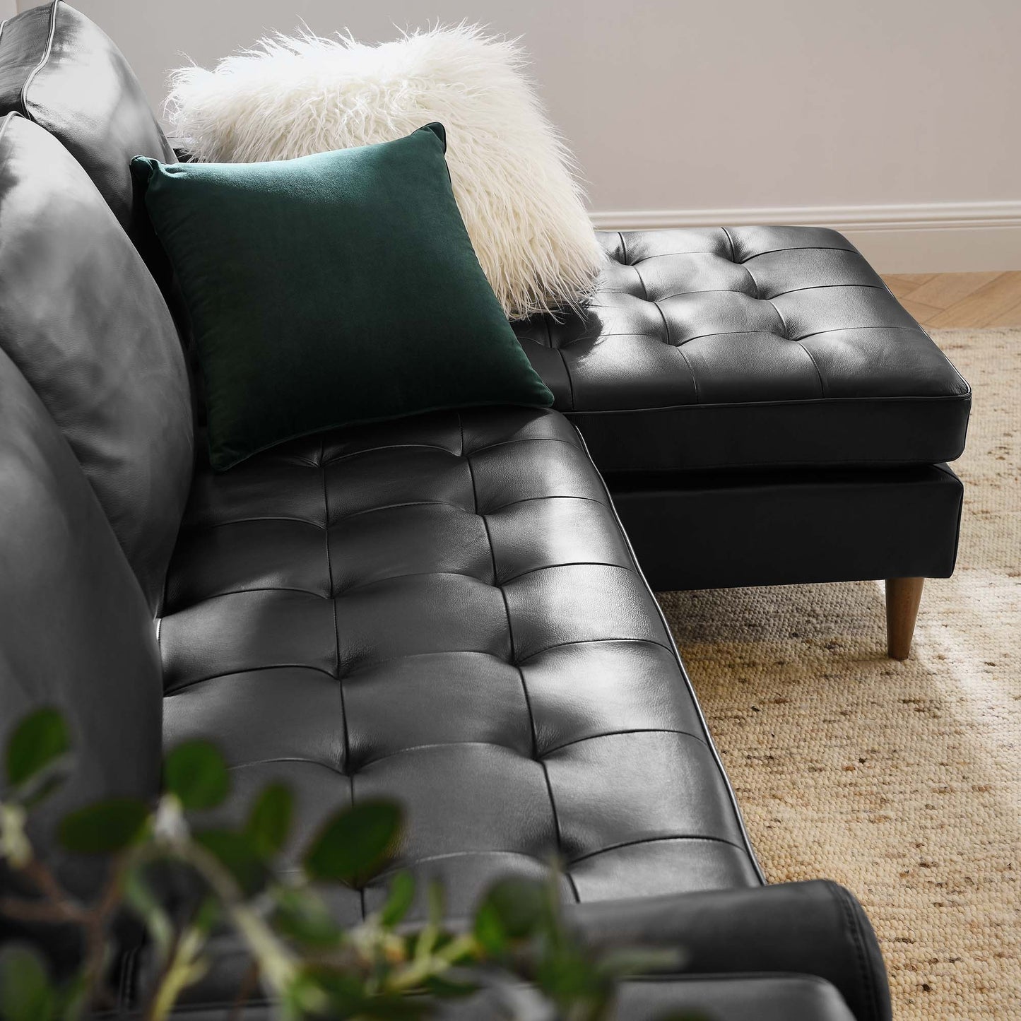 Valour 78" Leather Apartment Sectional Sofa by Furniture for America