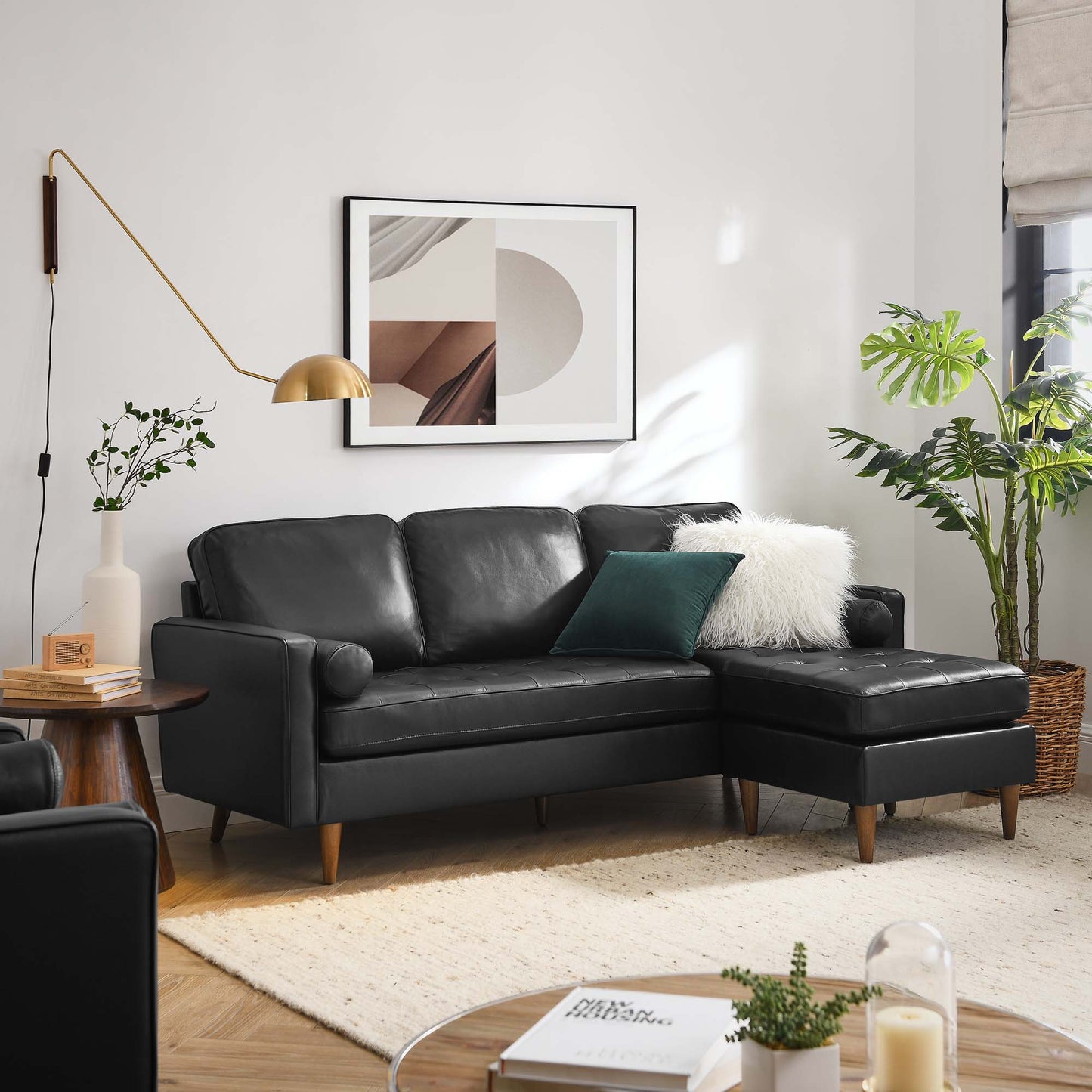 Valour 78" Leather Apartment Sectional Sofa by Furniture for America