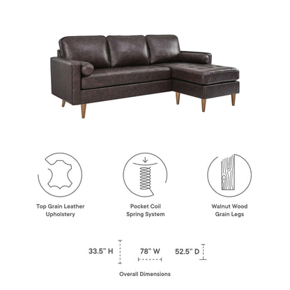 Valour 78" Leather Apartment Sectional Sofa by Furniture for America