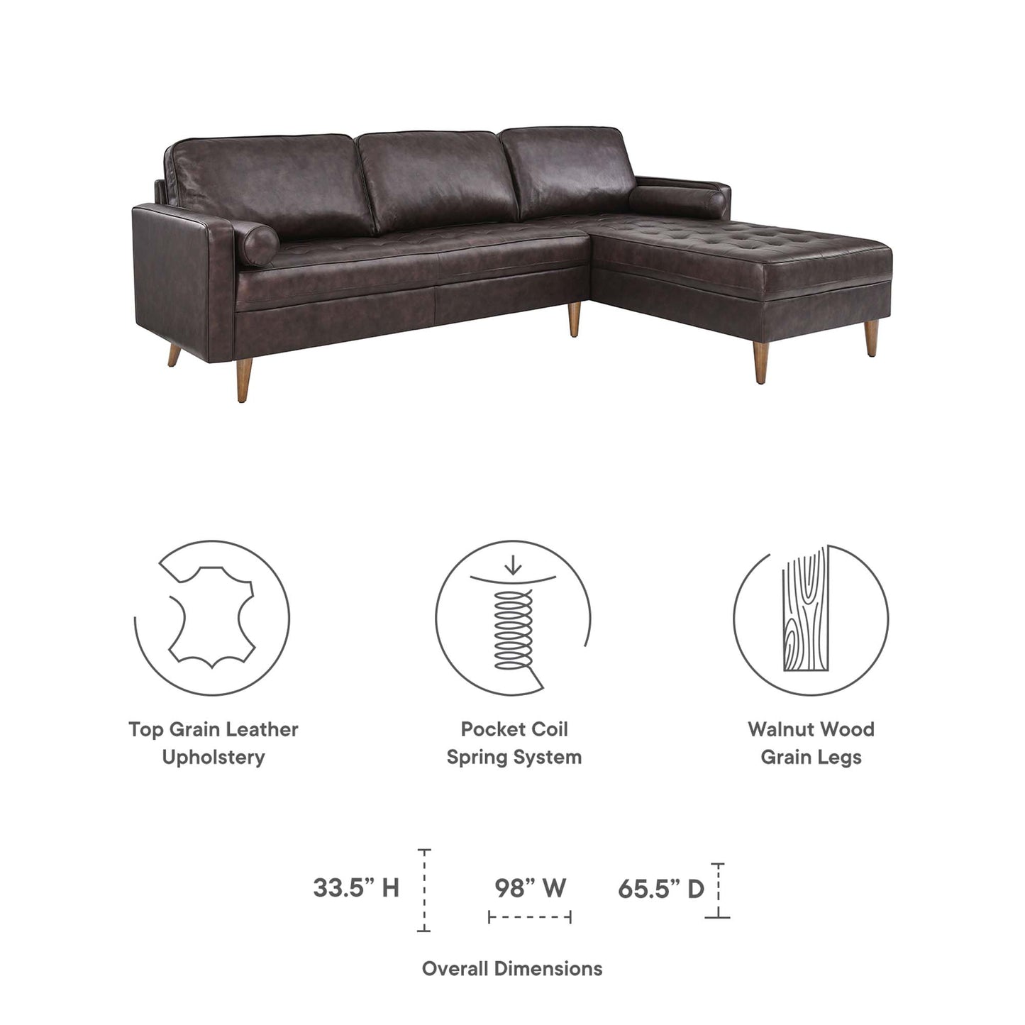 Valour 98" Leather Sectional Sofa by Furniture for America