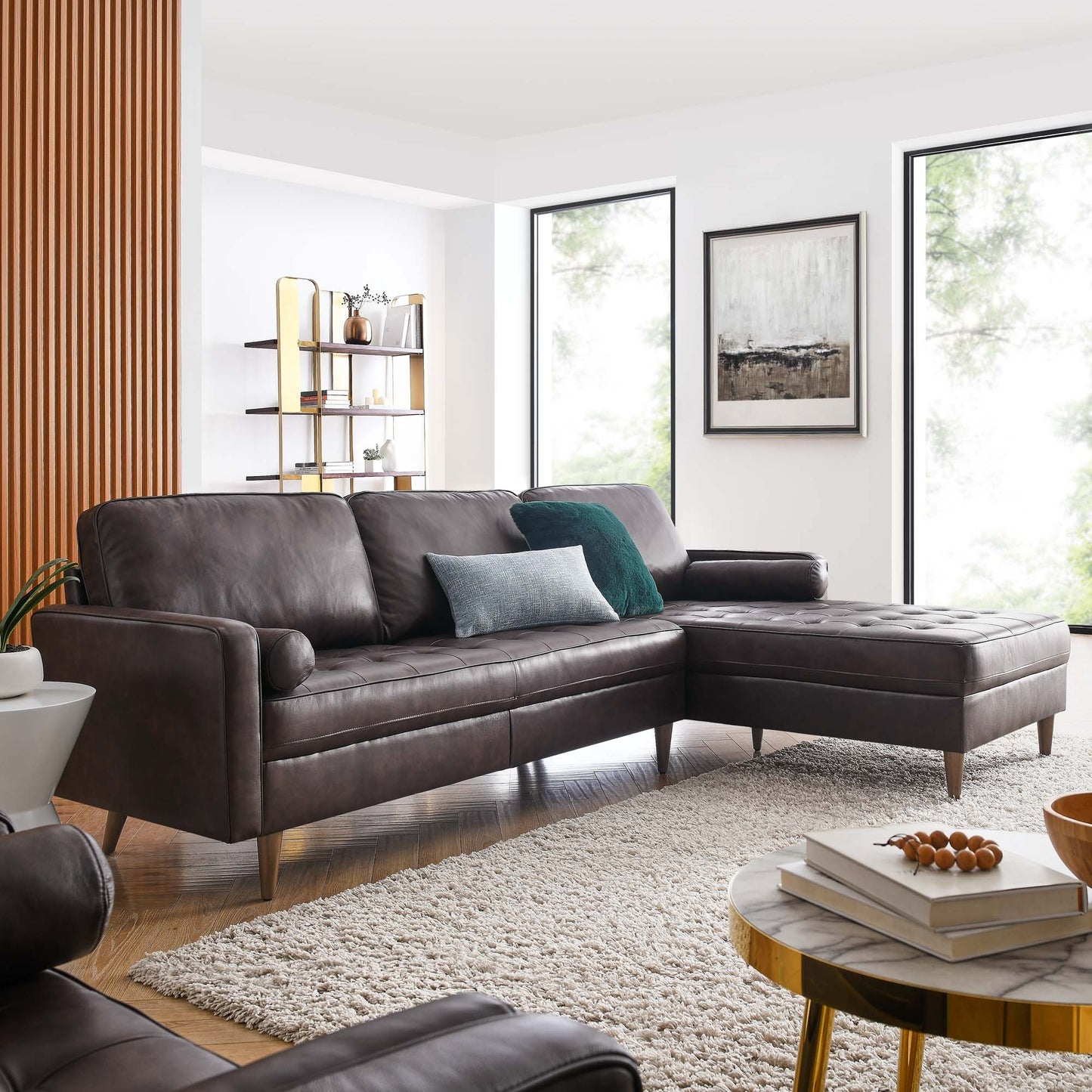 Valour 98" Leather Sectional Sofa by Furniture for America