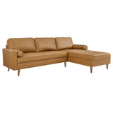 Aragonez 98" Leather Sectional Sofa in Tan