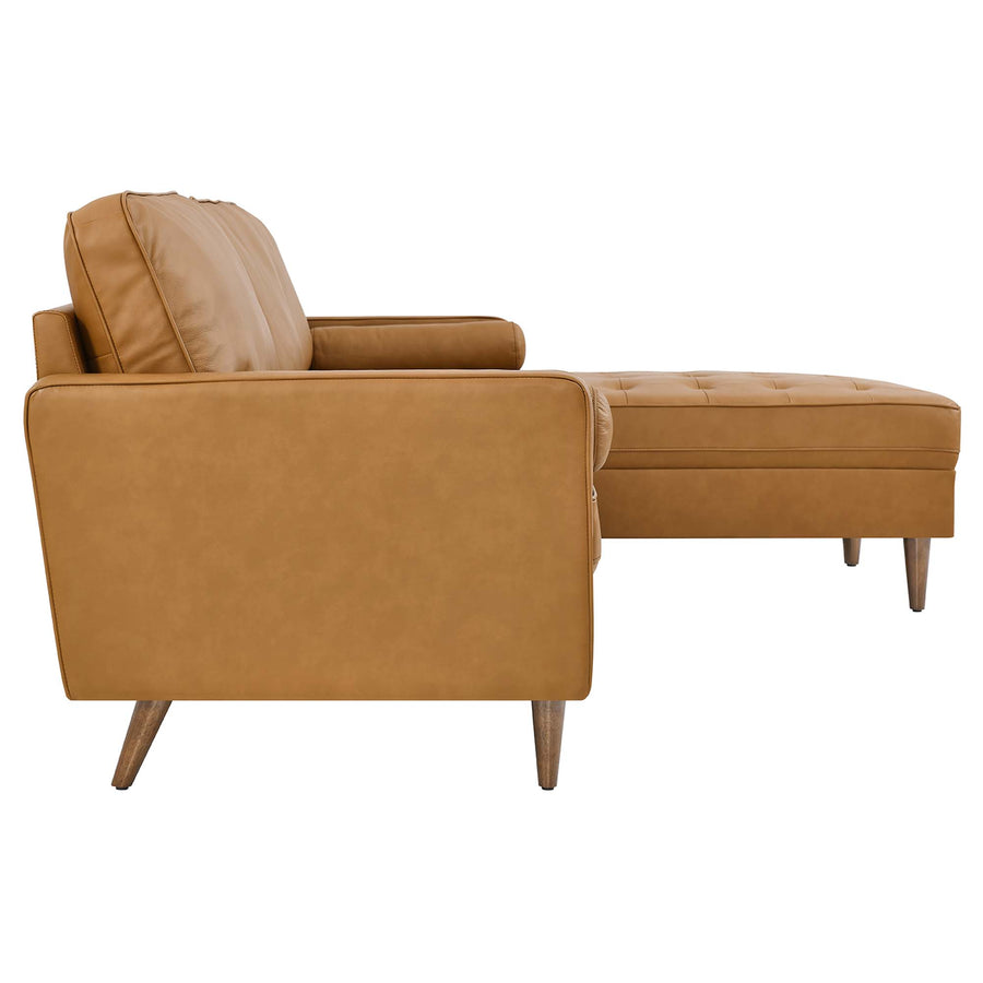 Aragonez 98" Leather Sectional Sofa in Tan