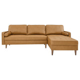Aragonez 98" Leather Sectional Sofa in Tan