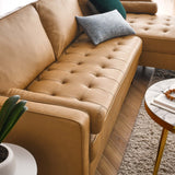 Aragonez 98" Leather Sectional Sofa in Tan