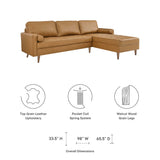 Aragonez 98" Leather Sectional Sofa in Tan