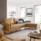 Aragonez 98" Leather Sectional Sofa in Tan