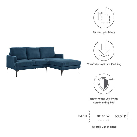 Evermore Right-Facing Upholstered Fabric Sectional Sofa by Furniture for America