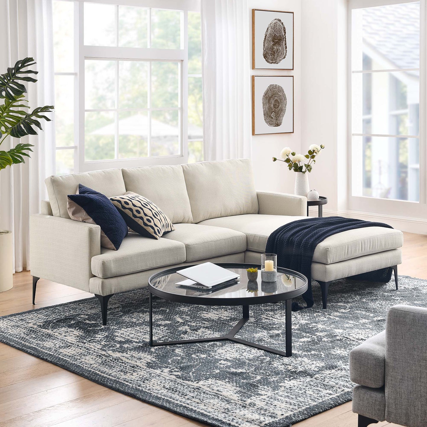 Evermore Right-Facing Upholstered Fabric Sectional Sofa by Furniture for America