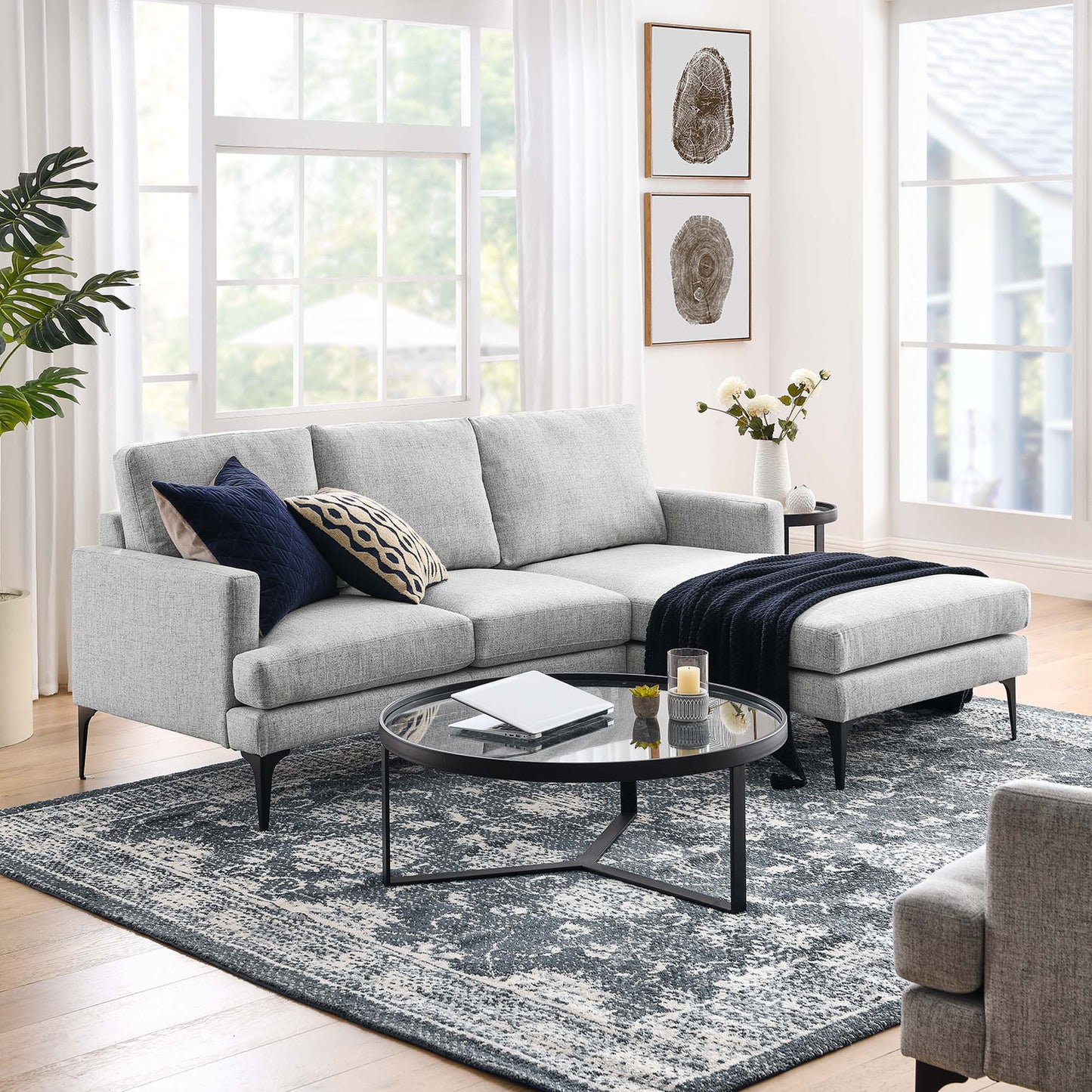 Evermore Right-Facing Upholstered Fabric Sectional Sofa by Furniture for America